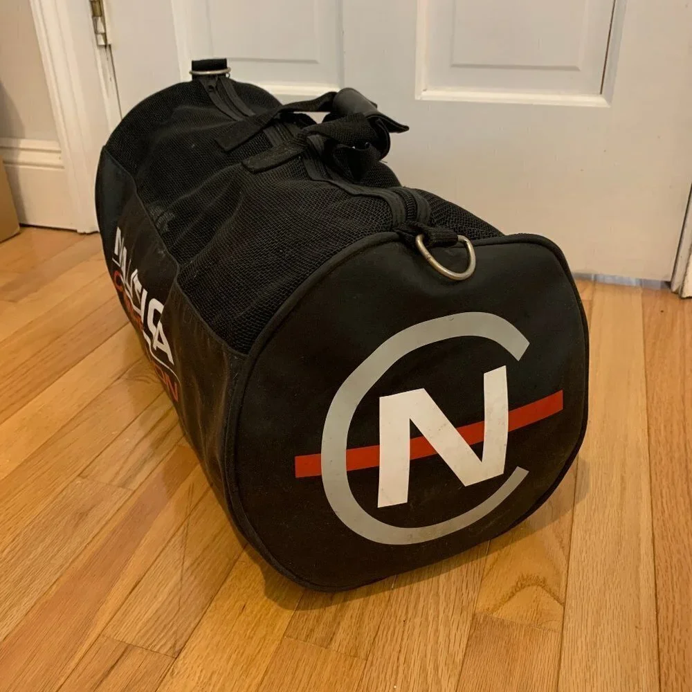Vintage 90s Nautica Competition Duffle Gym Bag Red